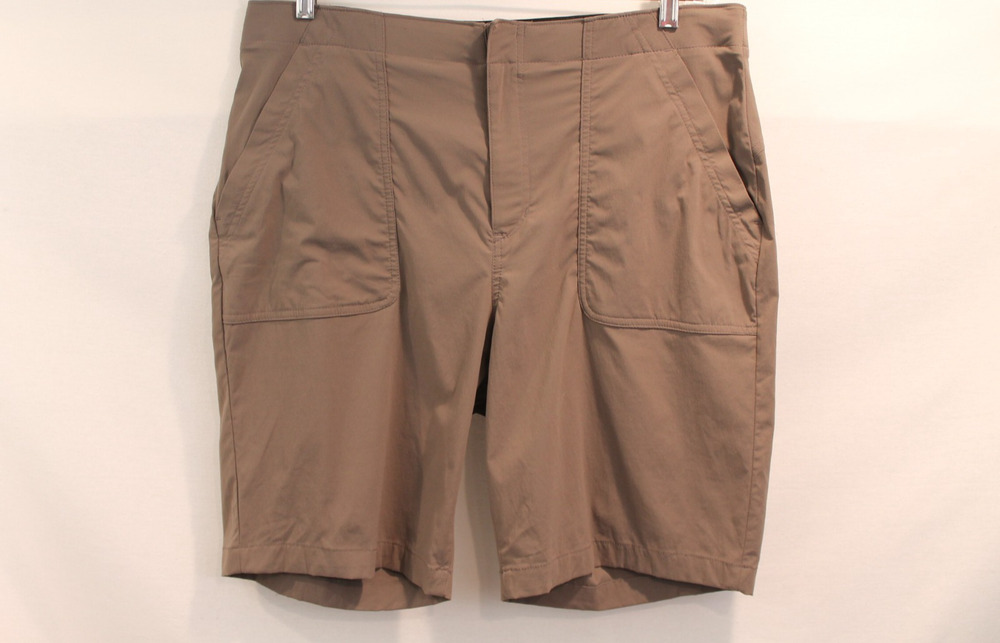 Eddie Bauer Nylon Hiking Bermuda Shorts Womens size 14 Tall Brown Stretch Waist